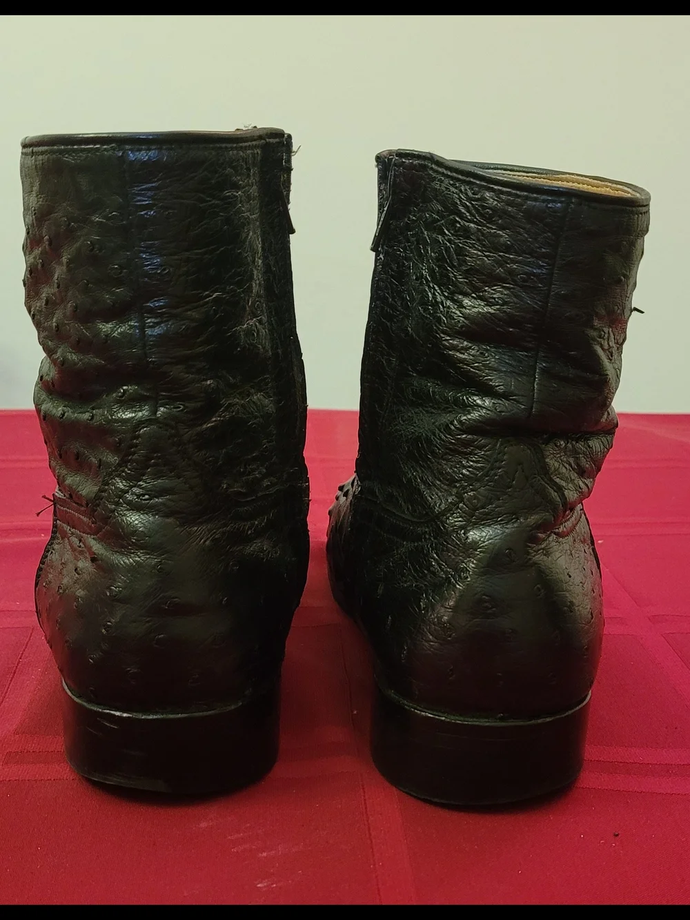 Men's Black Authentic Ostrich Ankle Boots